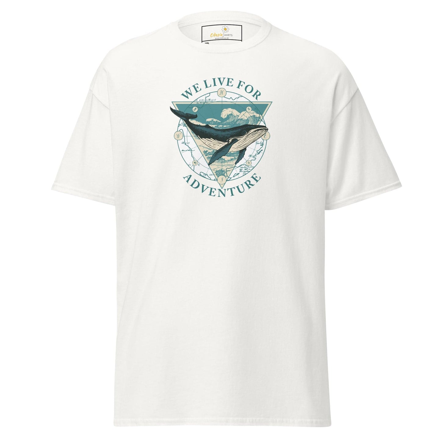 White T-shirt with whale graphic from T-SHIRT DESIGN TEE for Men and Women available in 2XL to 5XL