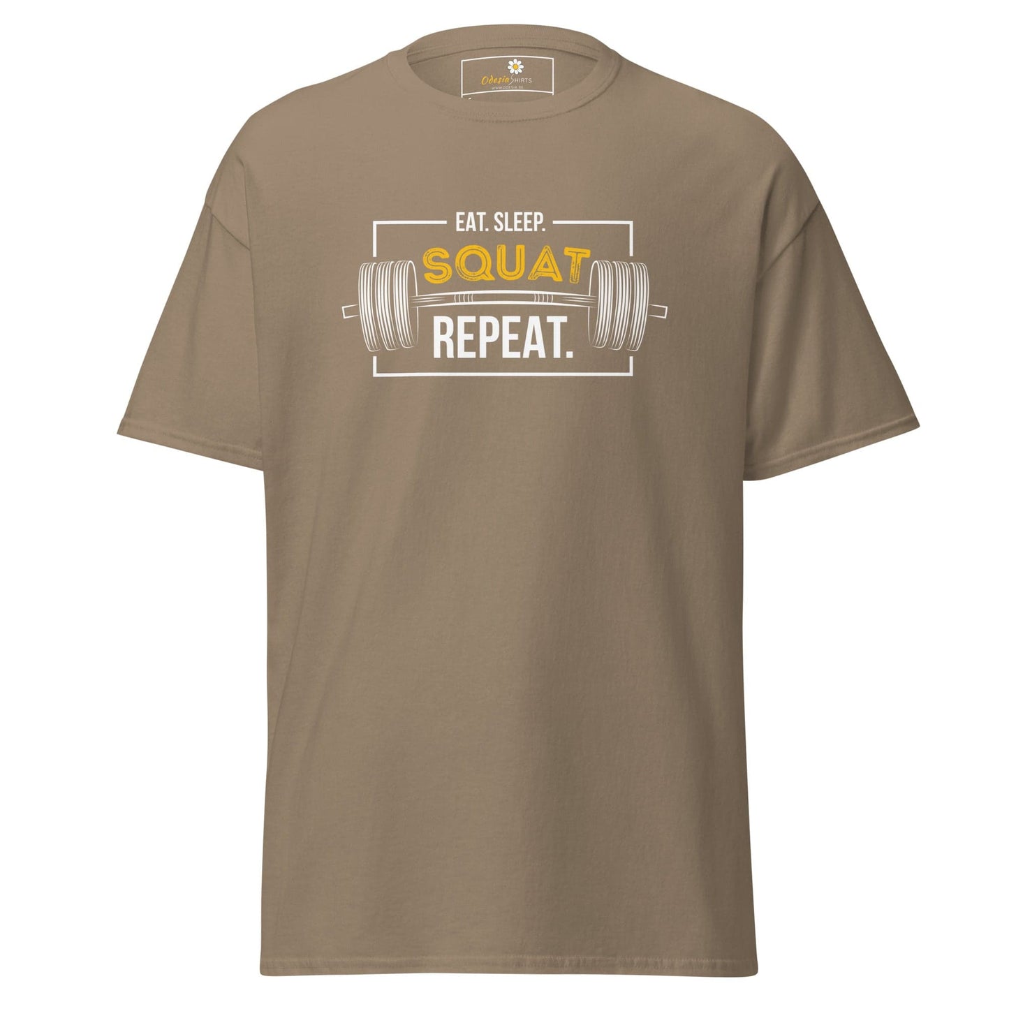 Unisex classic t-shirt - SPORT SQUAT REPEAT - REGULAR - Brown Savana / S