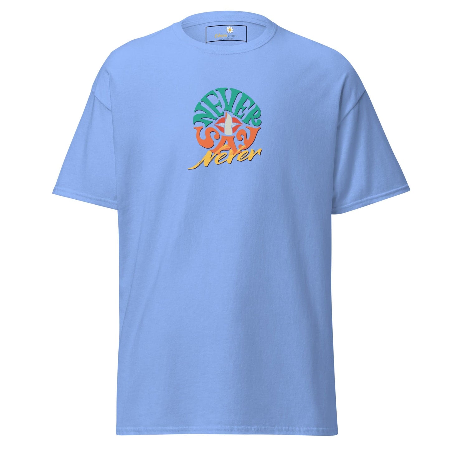 Unisex classic t-shirt - TEXT NEVER SAY NEVER - REGULAR - Carolina Blue / S
