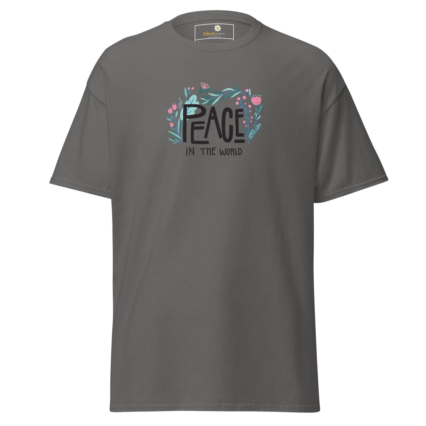 Unisex classic tee - POSITIVE TEXT PEACE IN THE WORLD - REGULAR - Charcoal / S