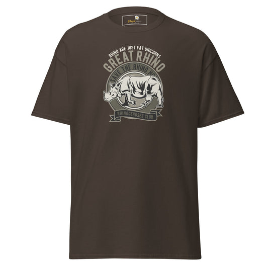 Unisex classic t-shirt - WILD LIFE GREAT RHINO - REGULAR - Dark Chocolate / S