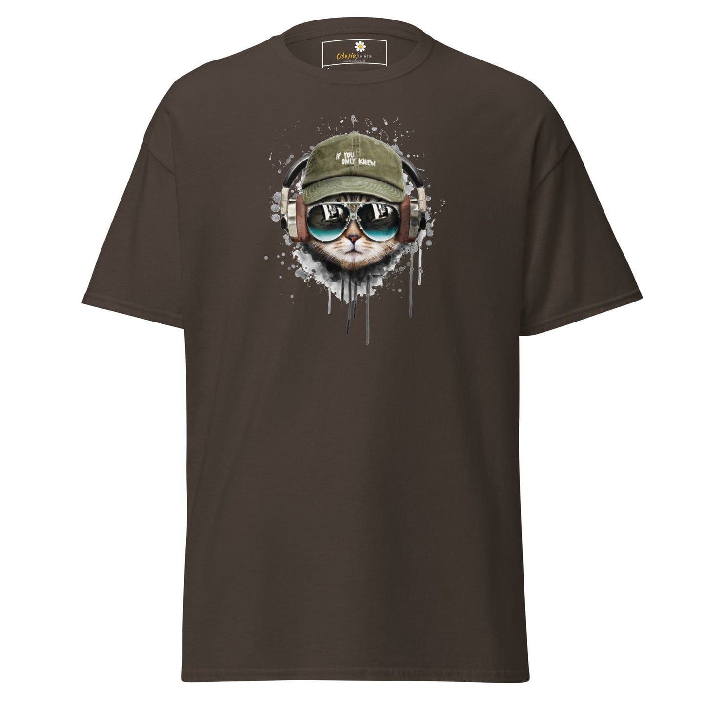 Unisex classic t-shirt - ANIMALS MUSIC CAT HAT - REGULAR - Dark Chocolate / S