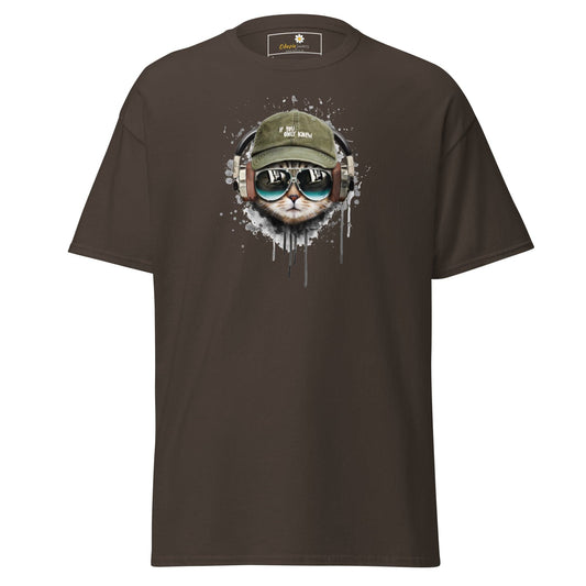 Unisex classic t-shirt - ANIMALS MUSIC CAT HAT - REGULAR - Dark Chocolate / S