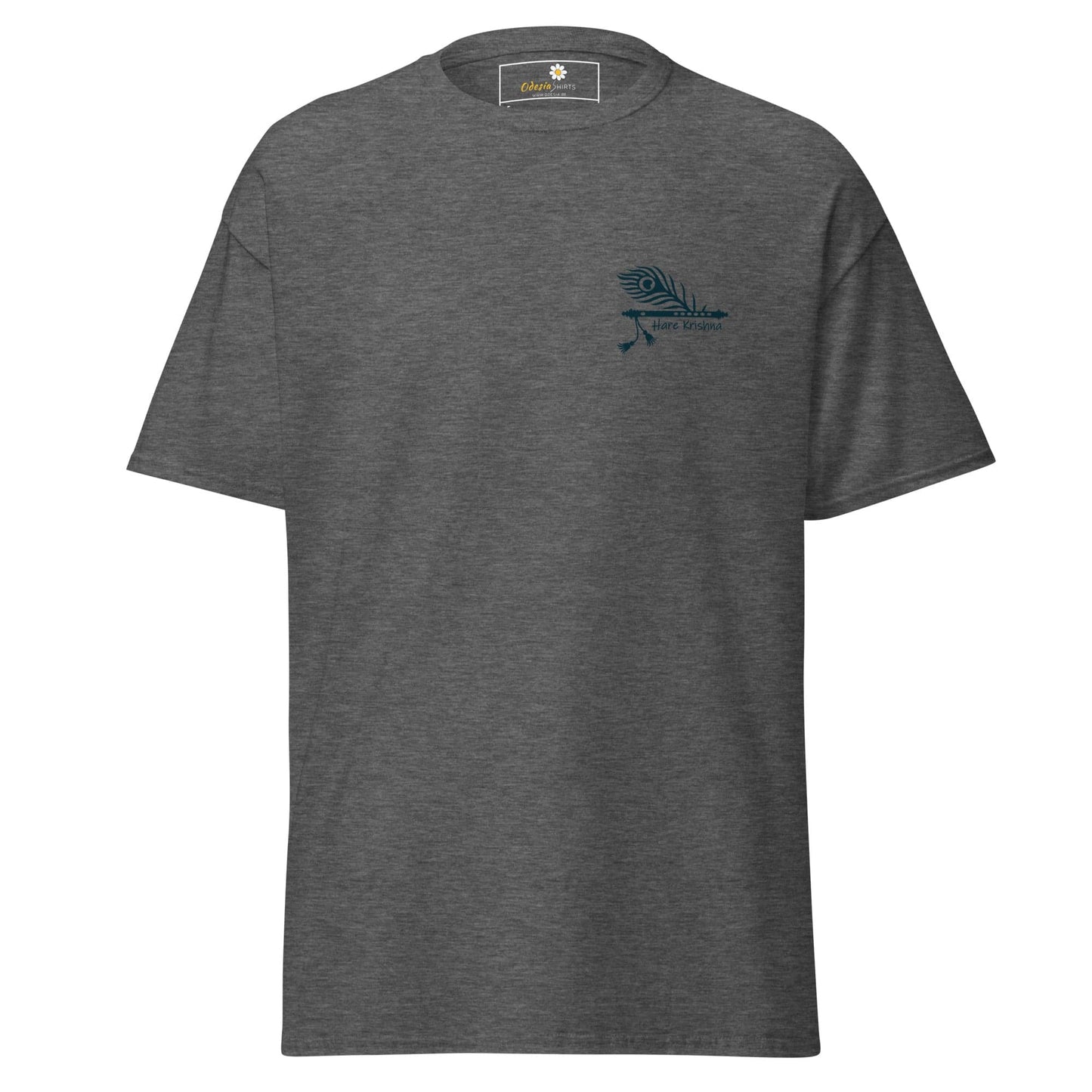 Unisex classic tee - SPIRITUAL KRISHNA’S FLUTE POCKET - REGULAR - Dark Heather / S