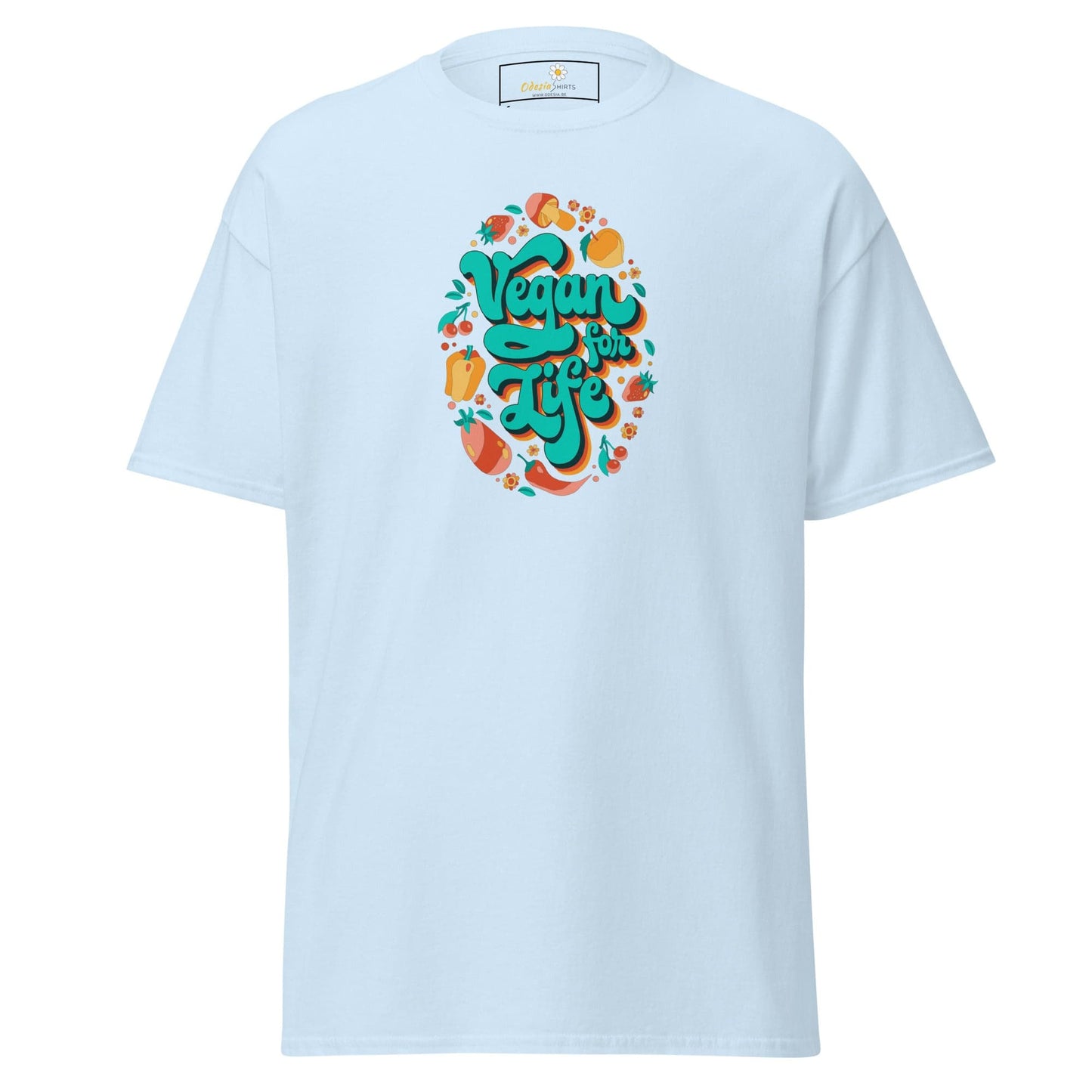 Unisex classic t-shirt - VEGAN FOR LIFE - REGULAR - Light Blue / S