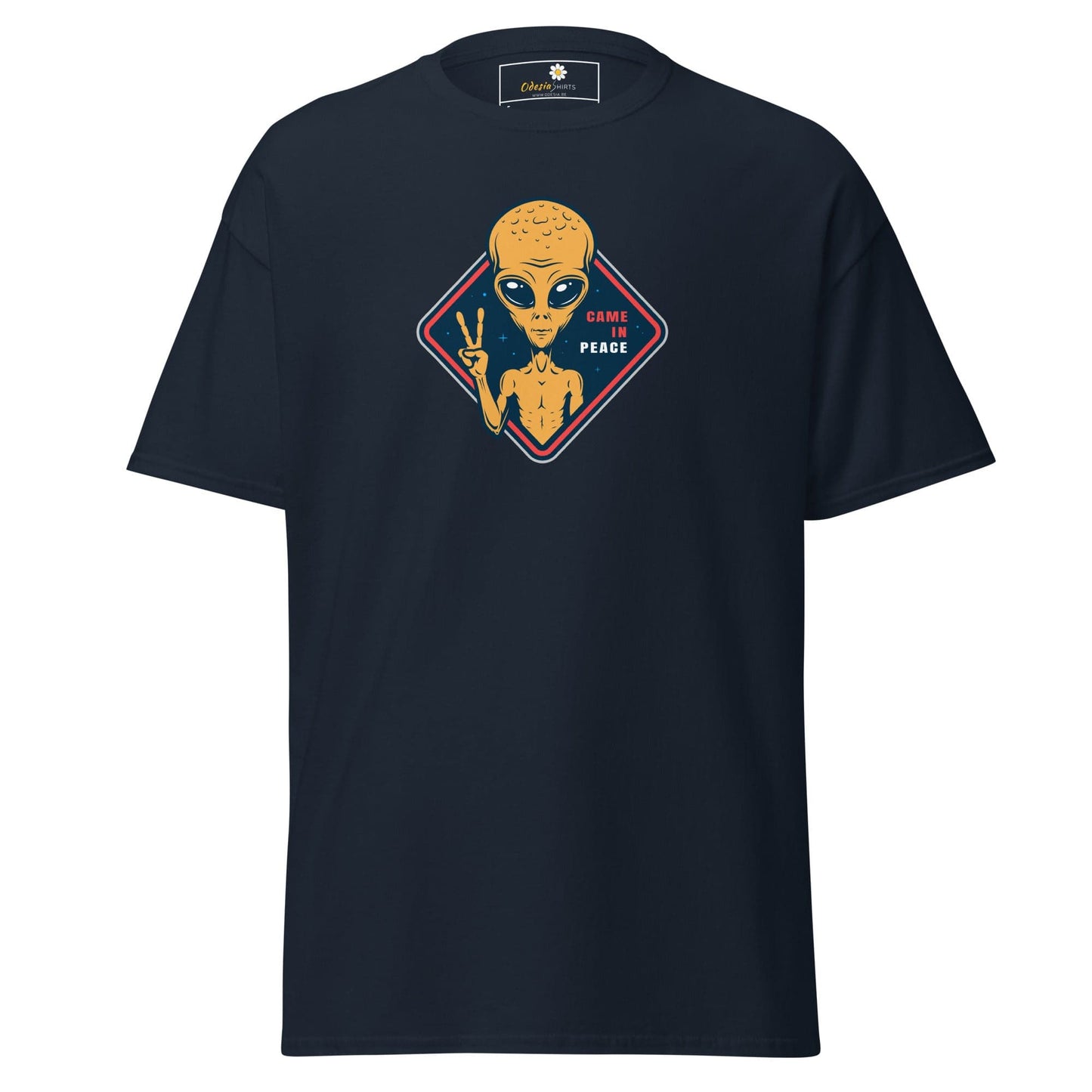 Unisex classic t-shirt - SPACE ALIENS COME IN PEACE - REGULAR - Navy / S