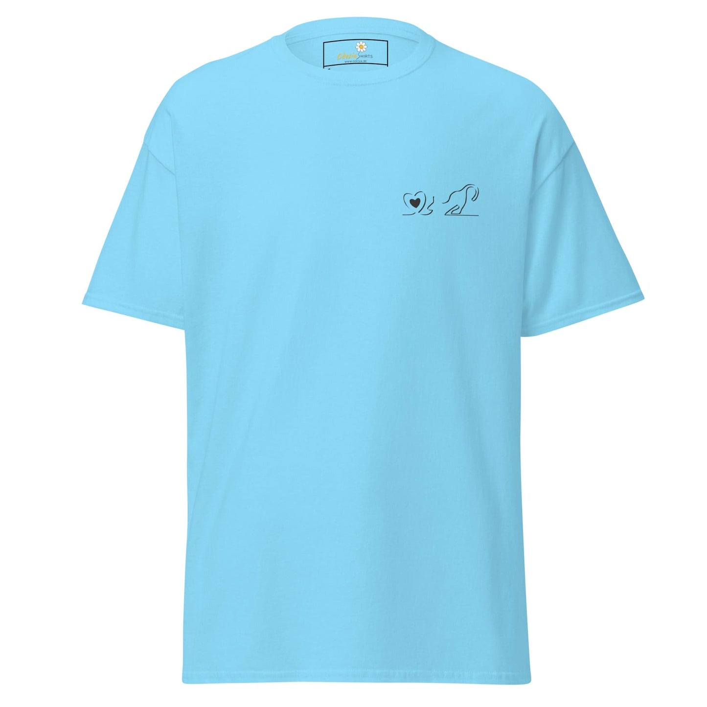 Unisex classic tee - ANIMALS LOVE CAT POCKET - REGULAR - Sky / S