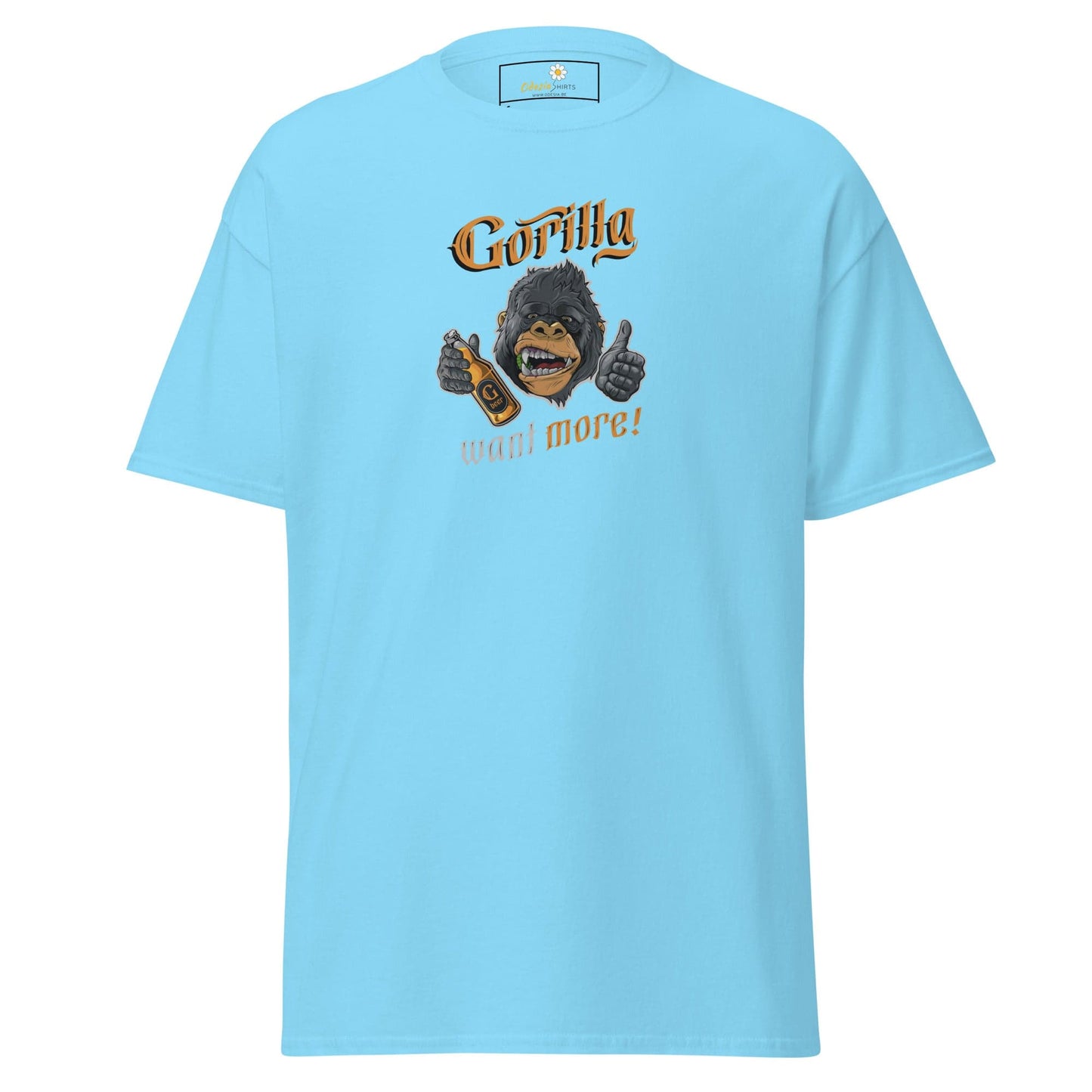Unisex classic t-shirt - FUN WILD LIFE GORILLA WANT MORE - REGULAR - Sky / S