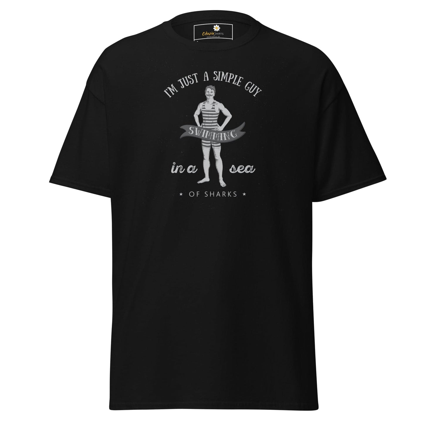 Unisex classic t-shirt - FUN SIMPLE GUY SEA SHARKS - REGULAR - Black / S