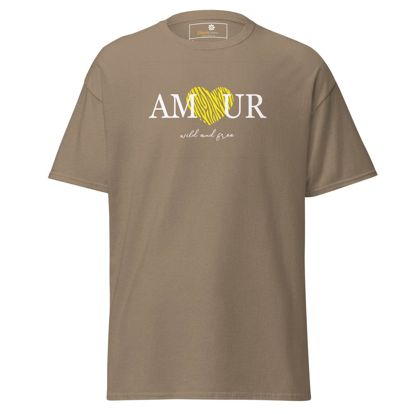 Unisex classic t-shirt TEXT AMOUR WILD N FREE - REGULAR - Brown Savana / S