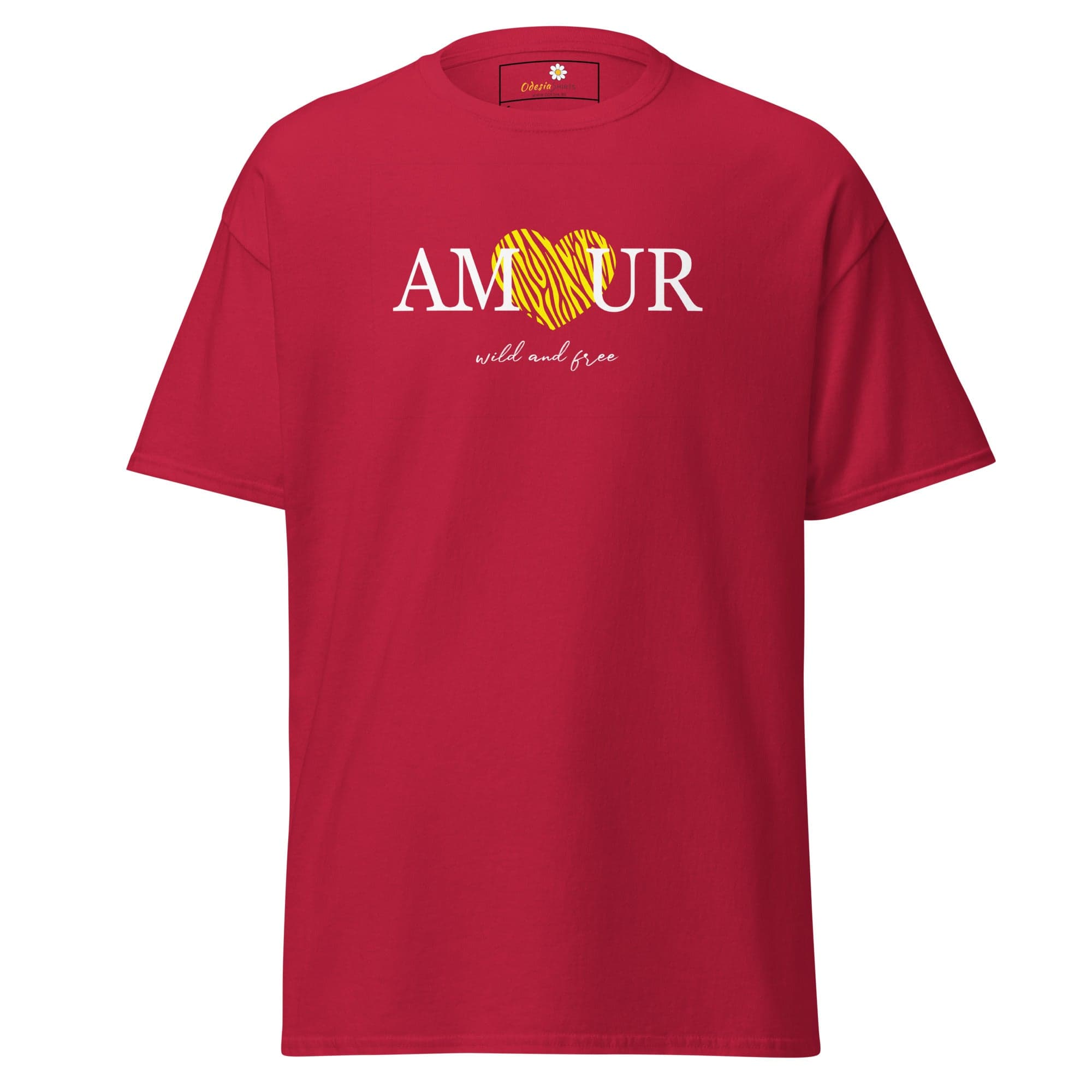Unisex classic t-shirt TEXT AMOUR WILD N FREE - REGULAR - Cardinal / S
