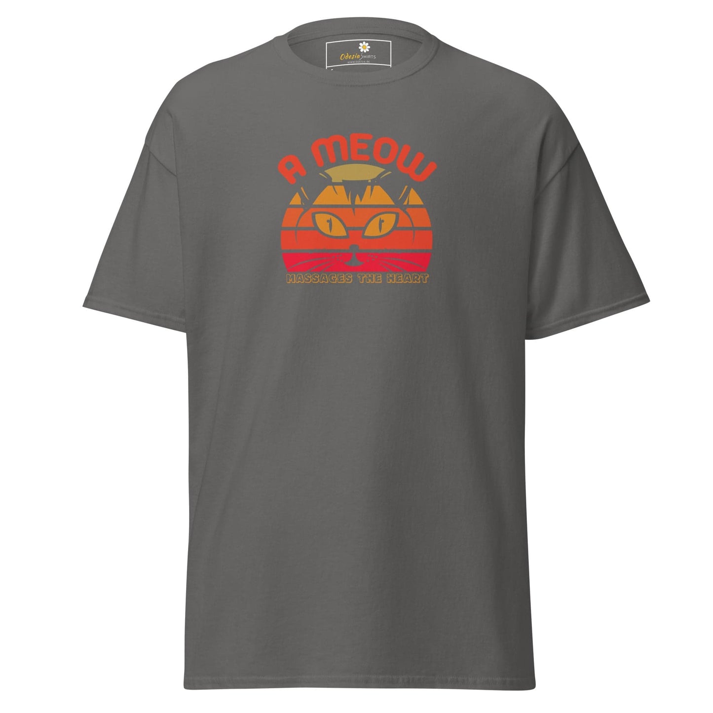 Unisex classic t-shirt - ANIMALS A CAT MASSAGES HEART - REGULAR - Charcoal / S