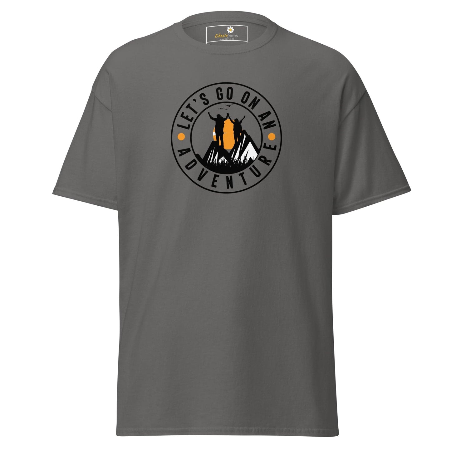 Gray T-shirt with adventure graphic for Men and Women in sizes S to XL