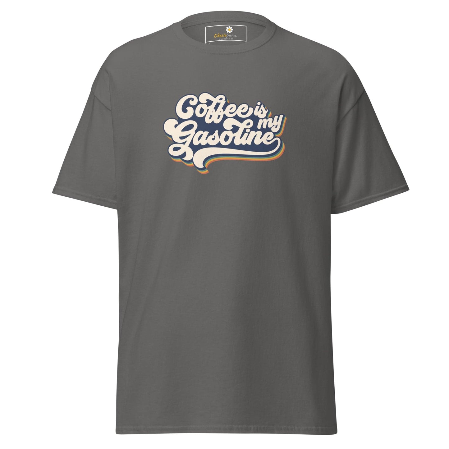 Unisex classic t-shirt - TEXT COFFEE IS MY GASEOLINE - REGULAR - Charcoal / S