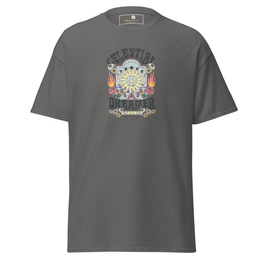 Unisex classic t-shirt - NATURE CELESTIAL FLOWERS - REGULAR - Charcoal / S
