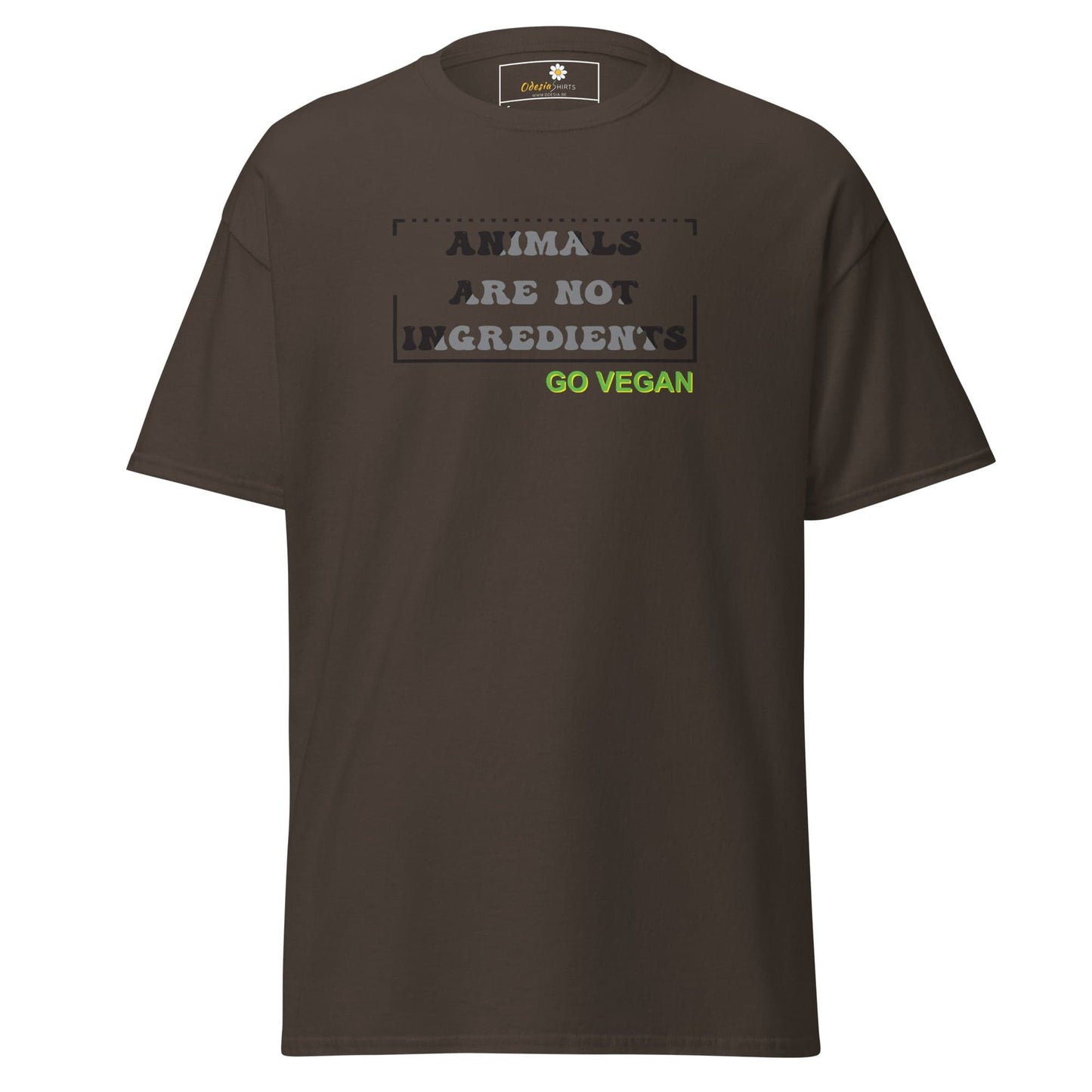 Unisex classic t-shirt - VEGAN ANIMALS NO INGREDIENTS - REGULAR - Dark Chocolate / S