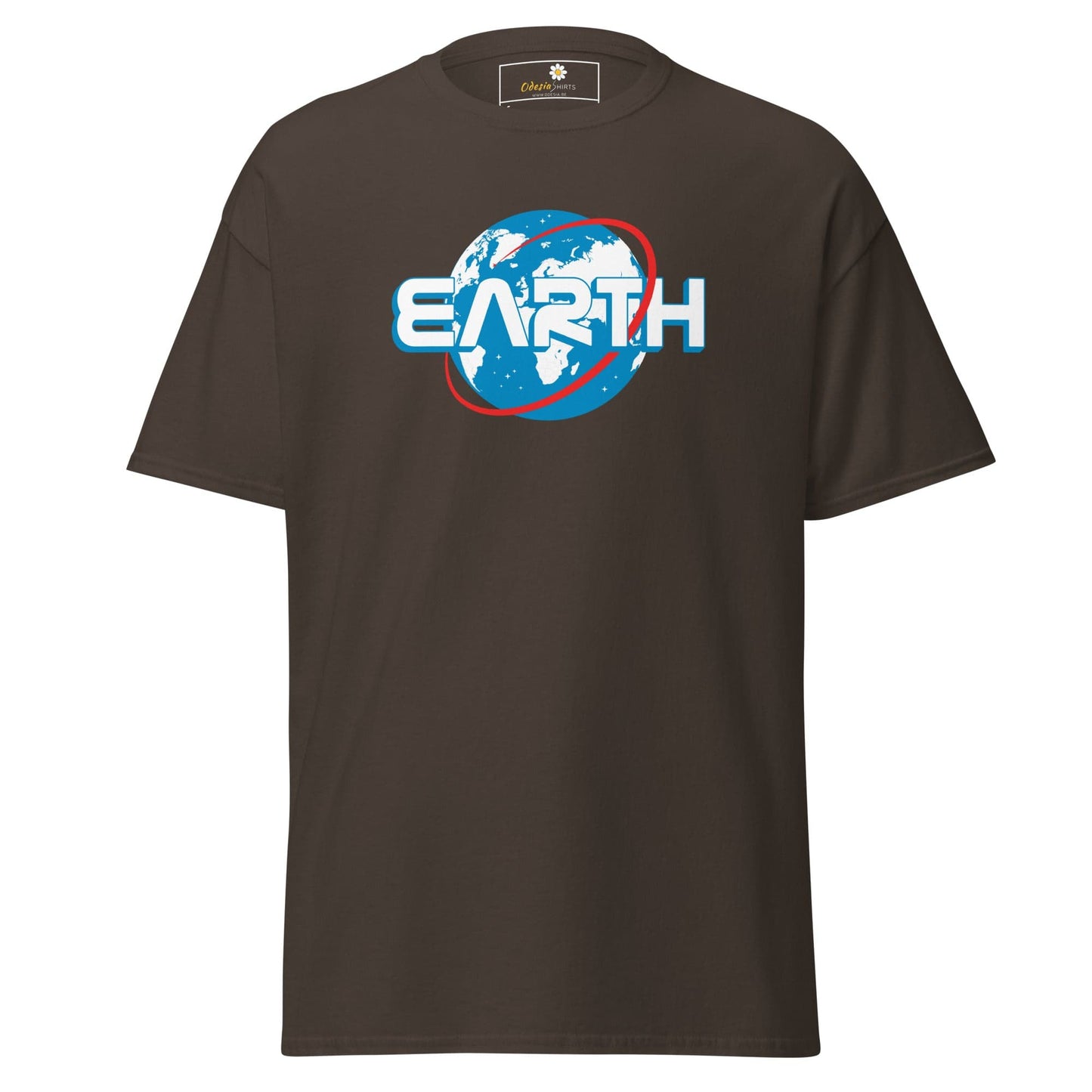 Unisex classic t-shirt - SPACE ASTRONAUT EARTH - REGULAR - Dark Chocolate / S