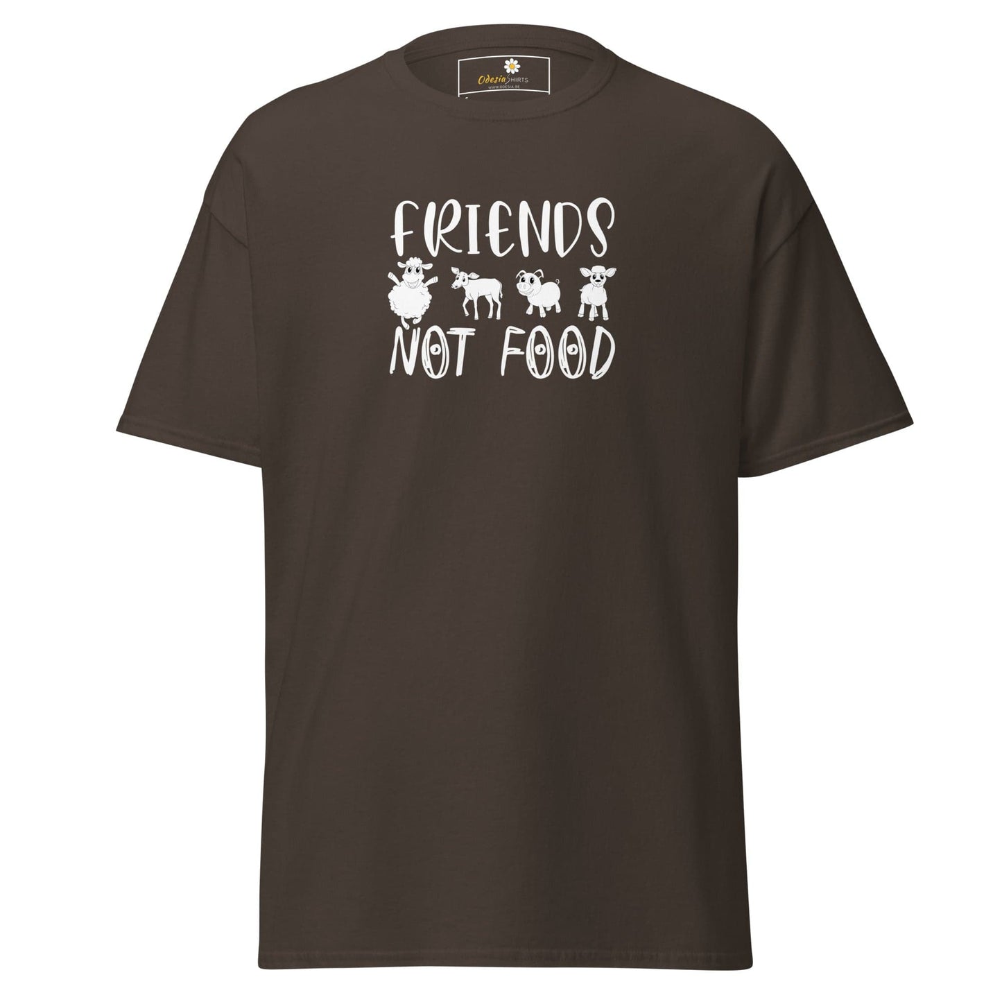 Unisex classic t-shirt - VEGAN ANIMALS FRIENDS NOT FOOD - REGULAR - Dark Chocolate / S