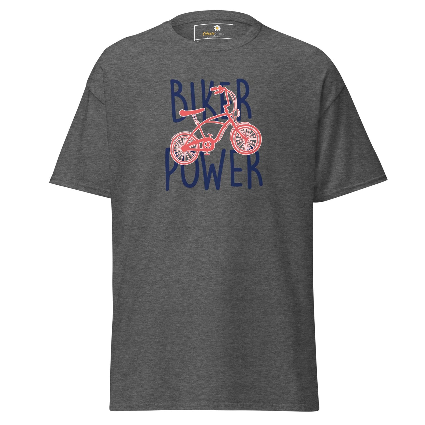 Gray T-shirt with bicycle graphic for Men and Women in sizes S to XL