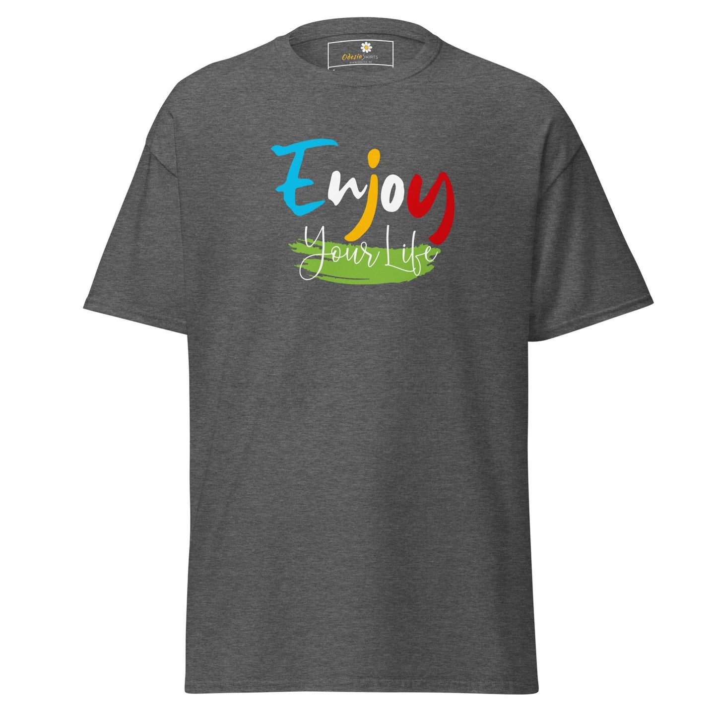 Unisex classic t-shirt - POSITIVE ENJOY YOUR LIFE - REGULAR - Dark Heather / S
