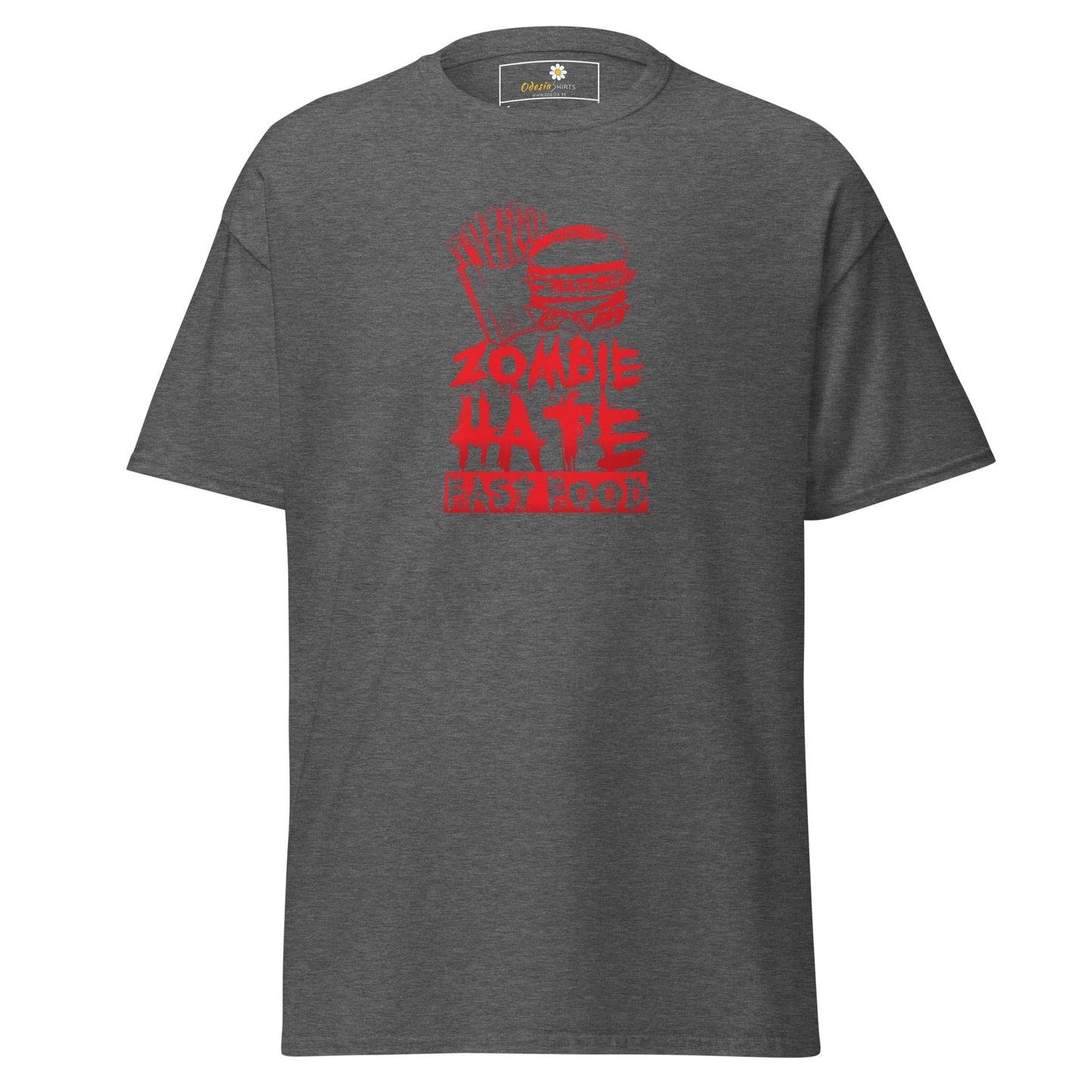 Unisex classic t-shirt - SPOOKIE ZOMBIE HATE FASTFOOD - REGULAR - Dark Heather / S