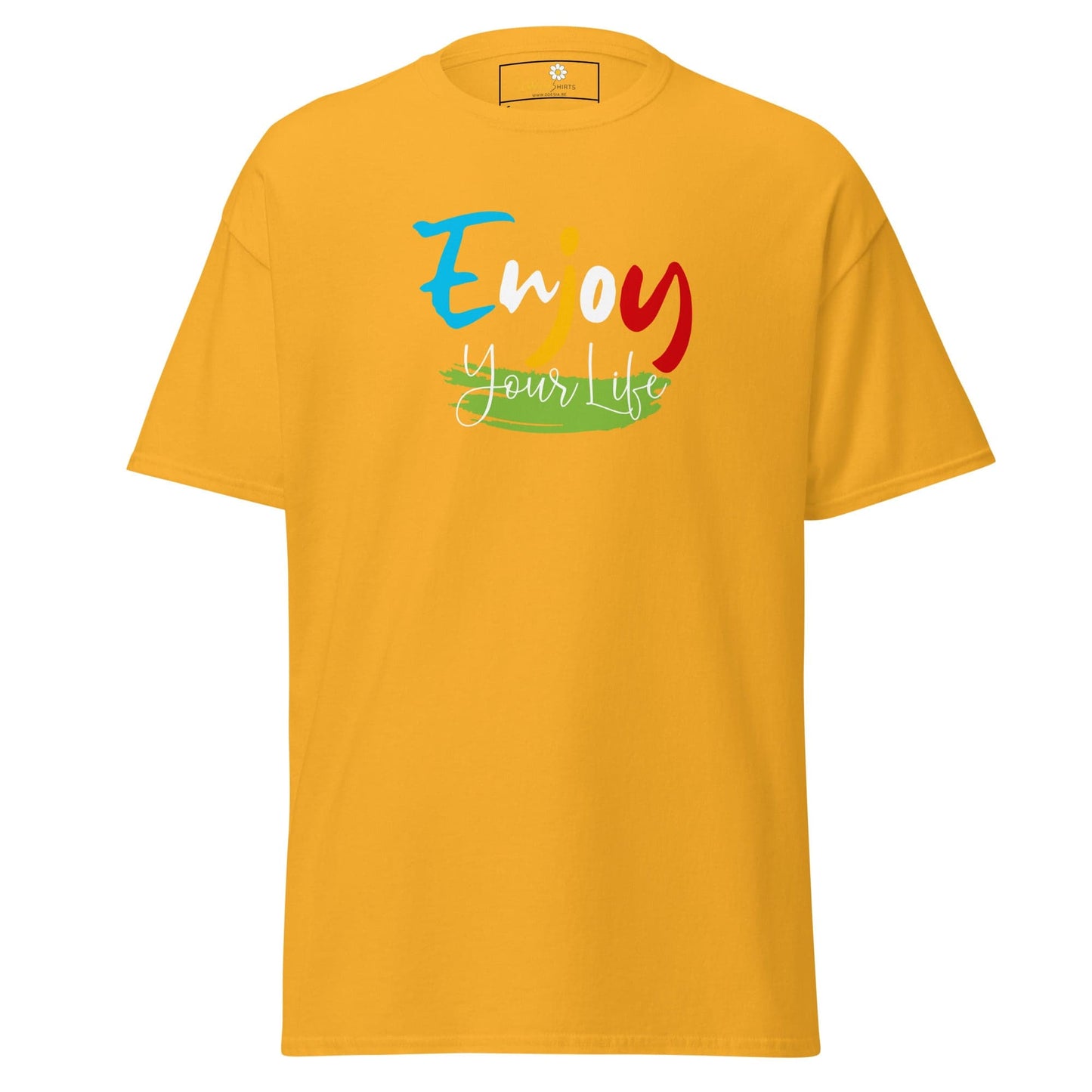 Unisex classic t-shirt - POSITIVE ENJOY YOUR LIFE - REGULAR - Gold / S