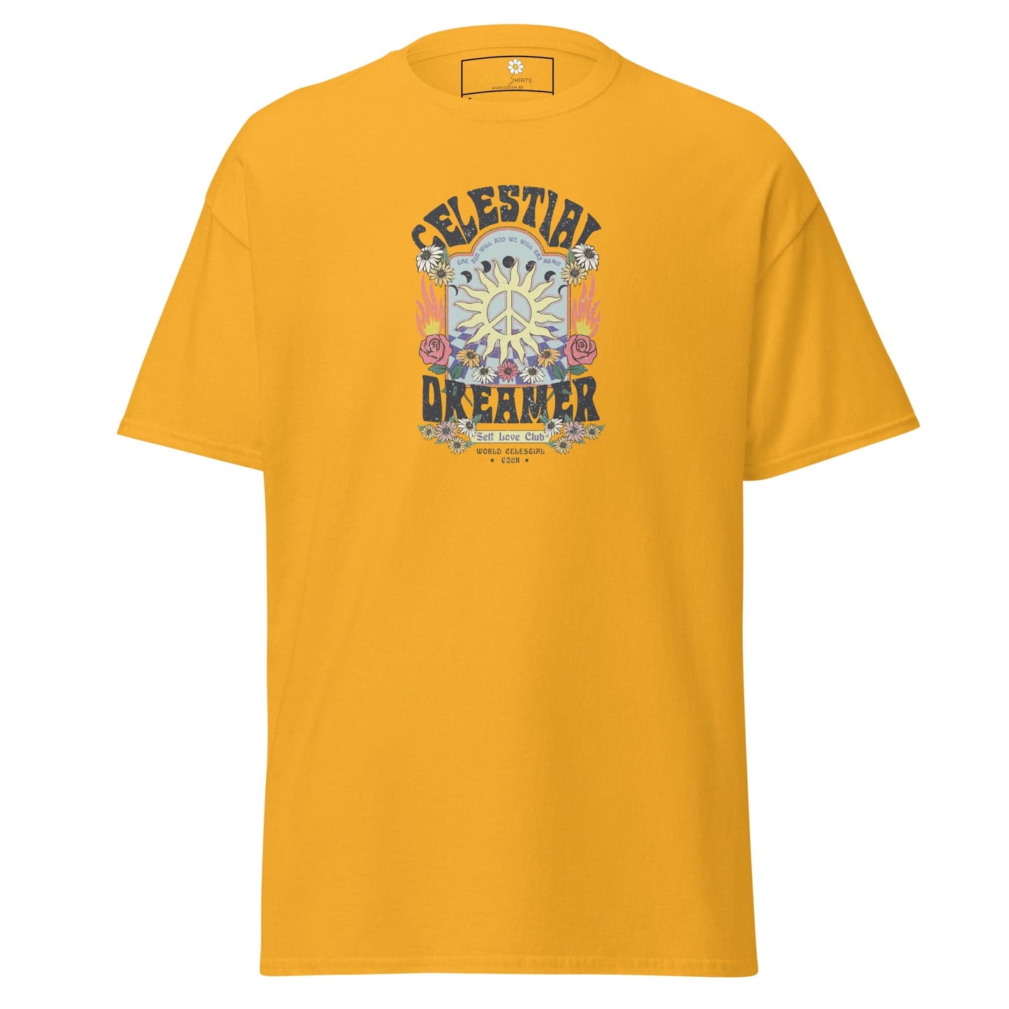 Unisex classic t-shirt - NATURE CELESTIAL FLOWERS - REGULAR - Gold / S