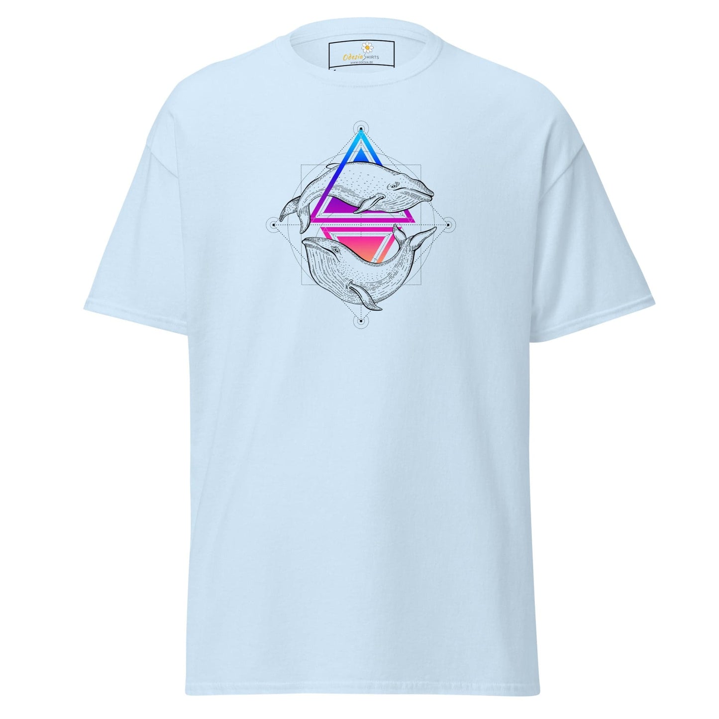 Light blue T-shirt with whale design from T-SHIRT DESIGN TEE for men and women
