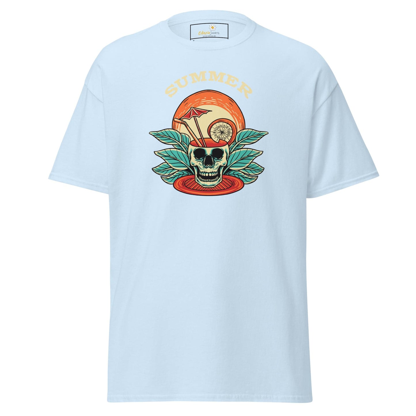 Unisex classic t-shirt - SKULL SUMMER DRINK - REGULAR - Light Blue / S