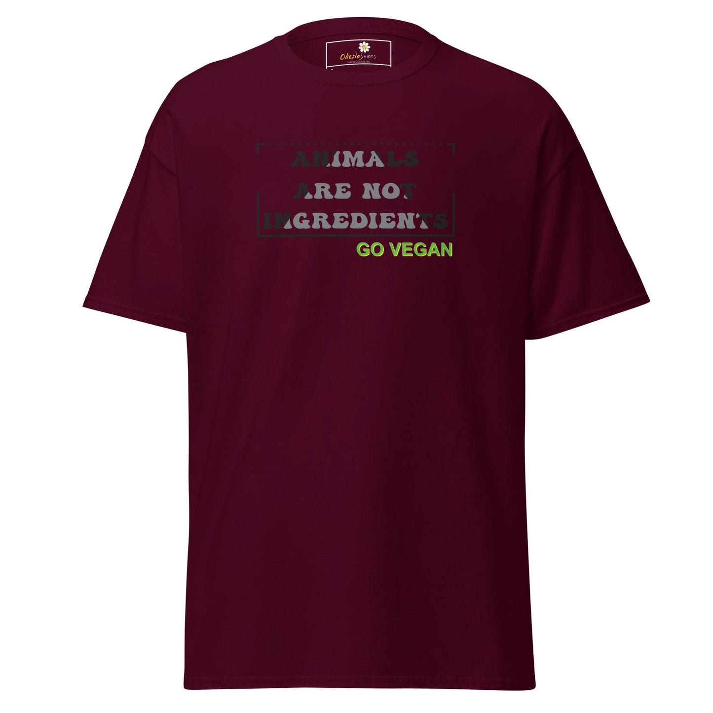 Unisex classic t-shirt - VEGAN ANIMALS NO INGREDIENTS - REGULAR - Maroon / S