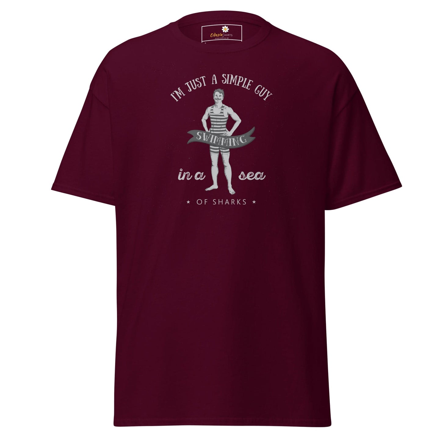 Unisex classic t-shirt - FUN SIMPLE GUY SEA SHARKS - REGULAR - Maroon / S