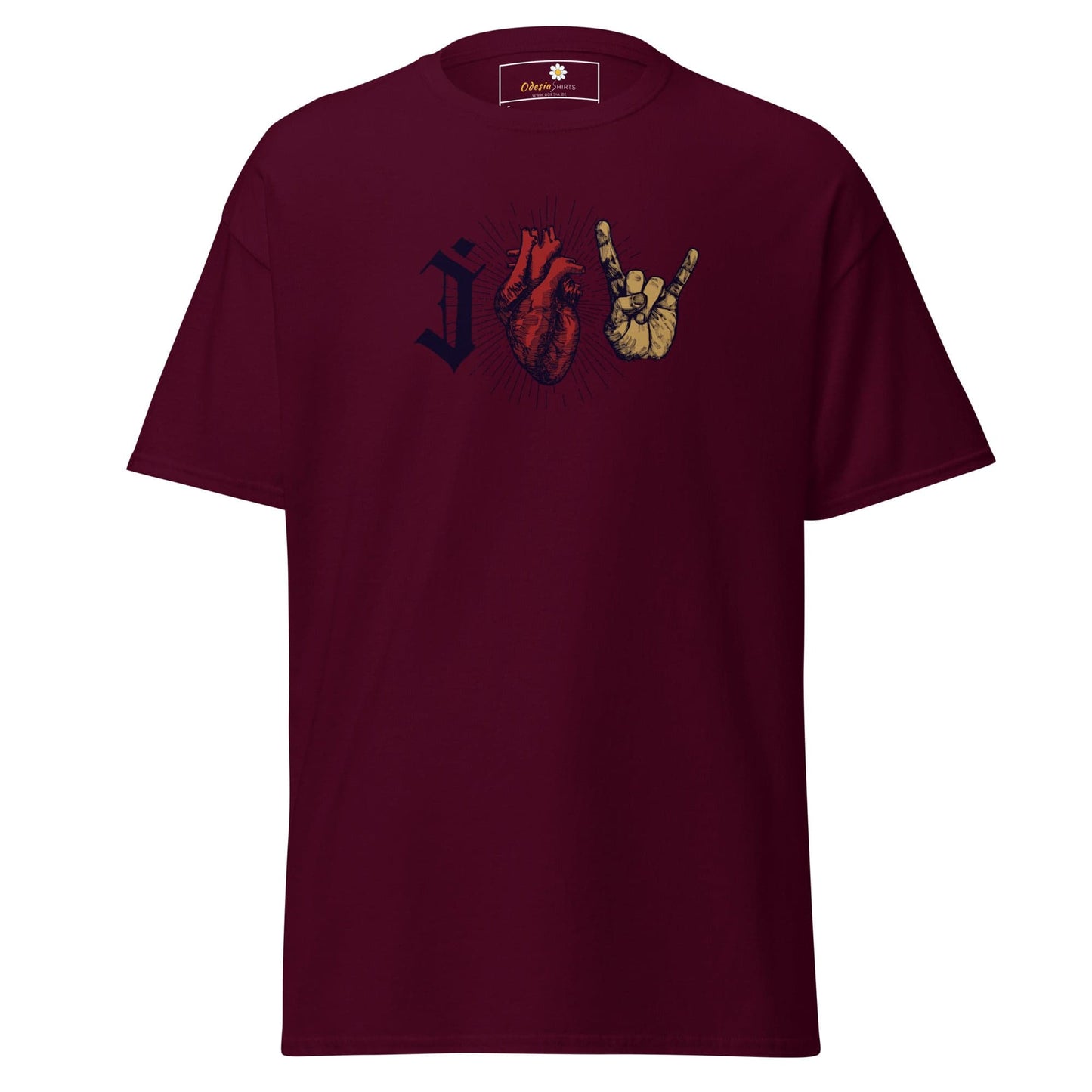 Unisex classic t-shirt - MUSIC I LOVE ROCK AND ROLL - REGULAR - Maroon / S