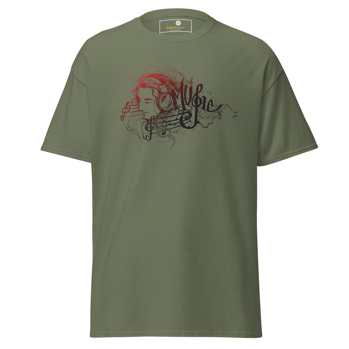 Unisex classic t-shirt - MUSIC GIRL HEADPHONE - REGULAR - Military Green / S