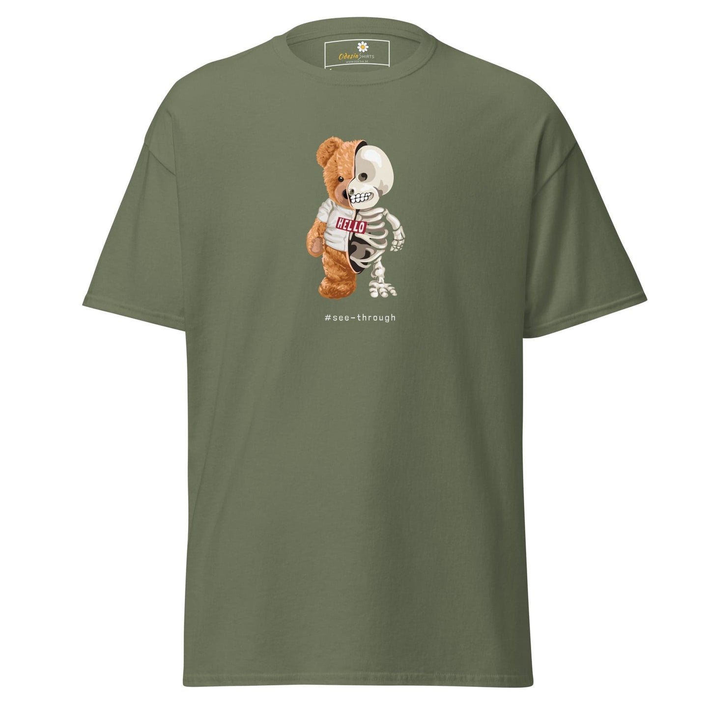 Unisex classic t-shirt - FUN BEAR SKULL - REGULAR - Military Green / S