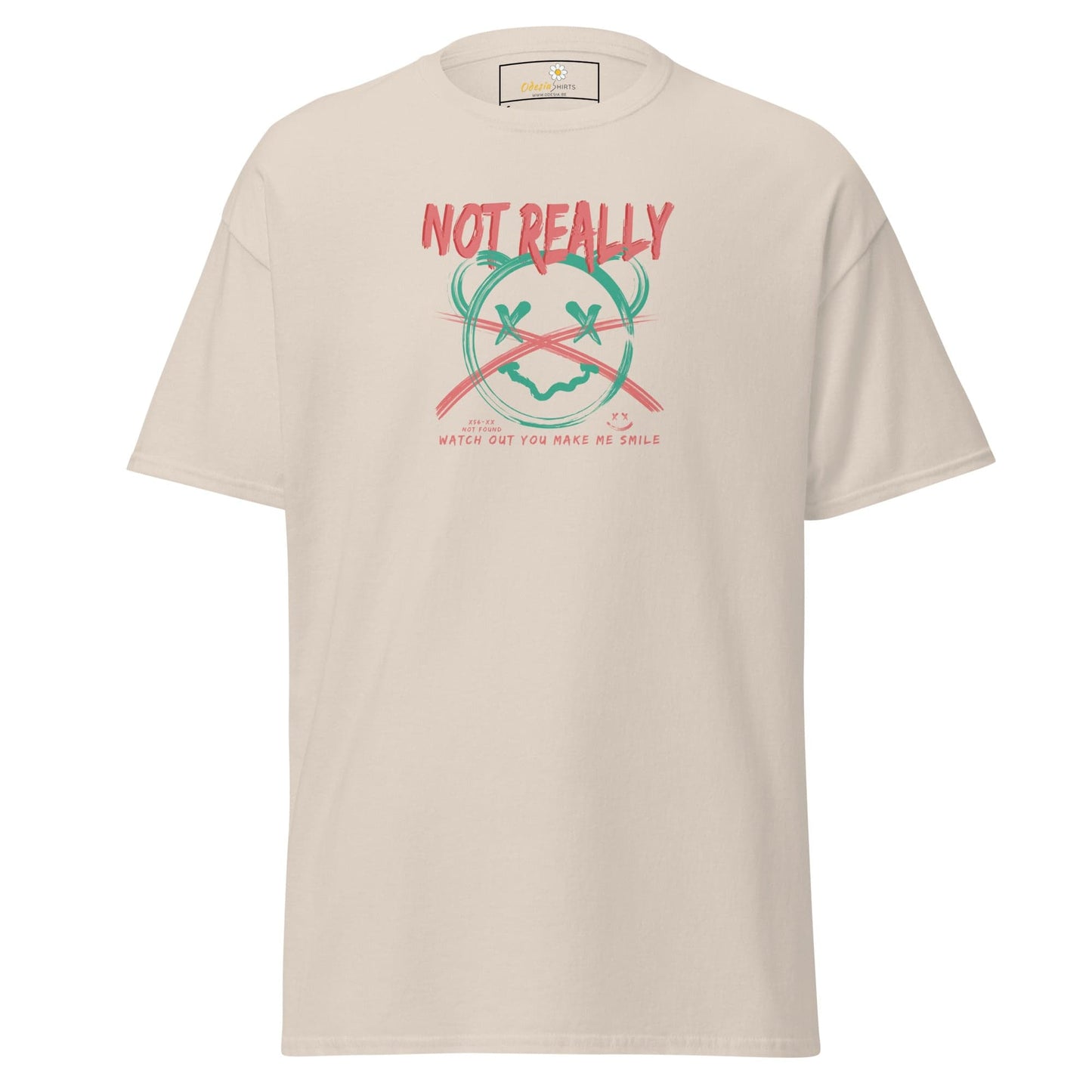 Beige T-shirt with graphic design for Men and Women available in sizes S to XL