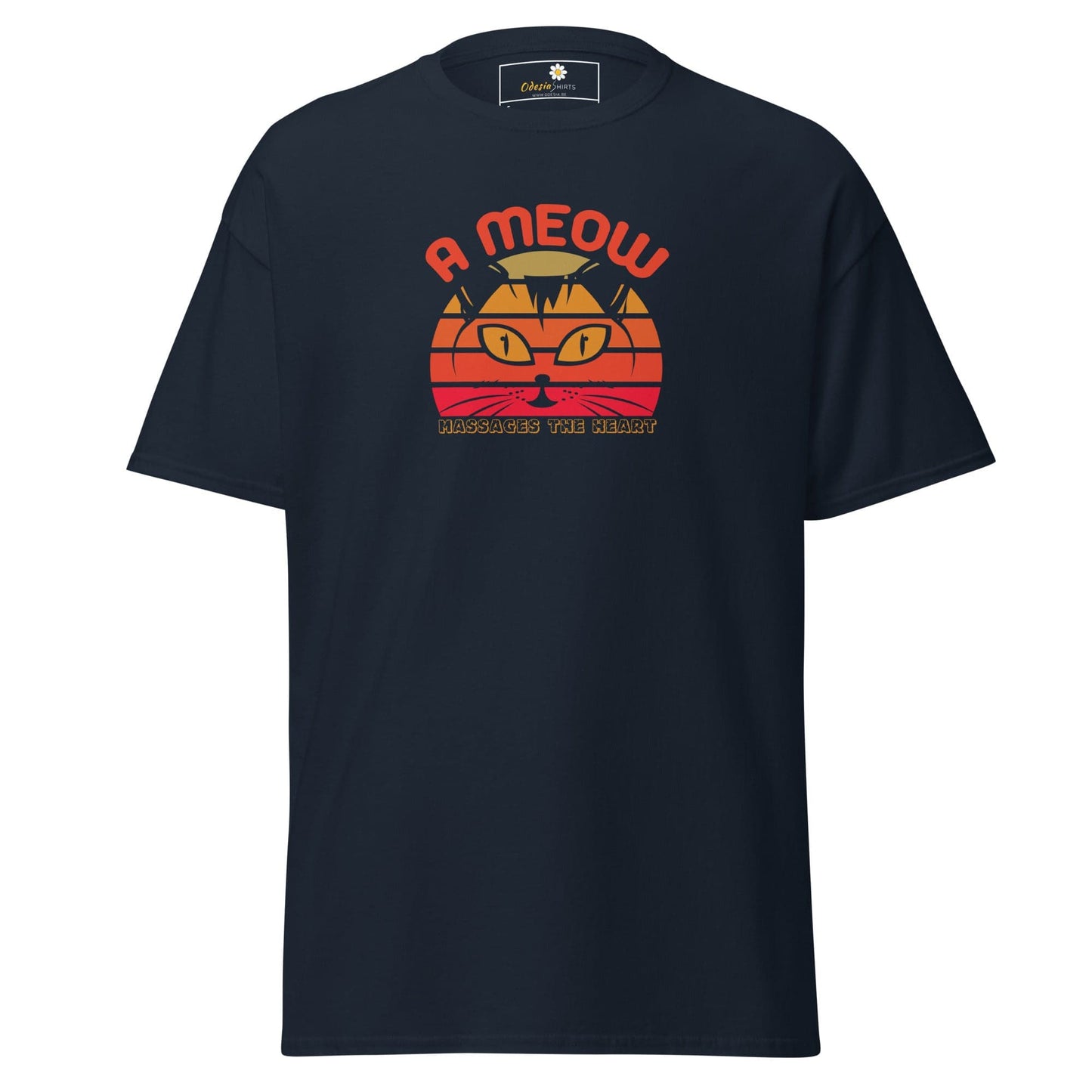 Unisex classic t-shirt - ANIMALS A CAT MASSAGES HEART - REGULAR - Navy / S