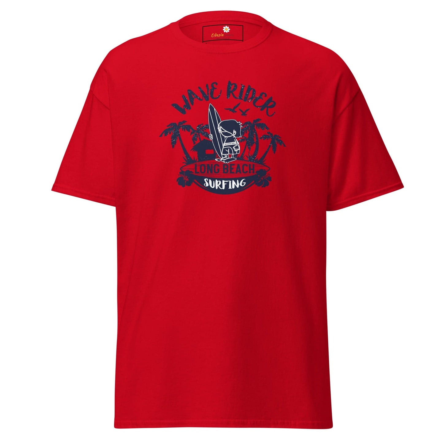 Red T-shirt with surfing graphic from T-SHIRT DESIGN TEE for Men and Women size S to XL