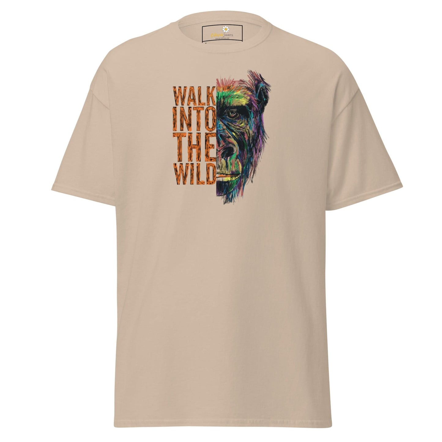 Beige T-shirt with Gorilla graphic from T-SHIRT DESIGN TEE for Men and Women S to XL