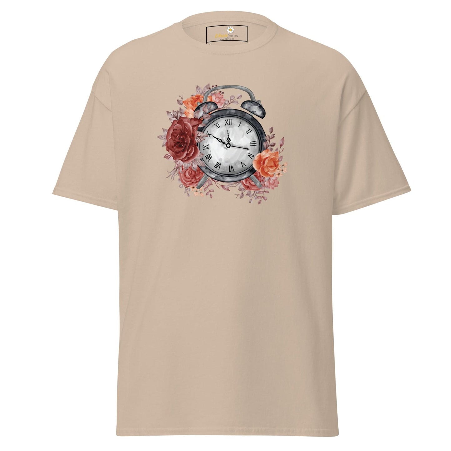 Unisex classic t-shirt - FANTASY CLOCK TIME FLOWERS - REGULAR - Sand / S