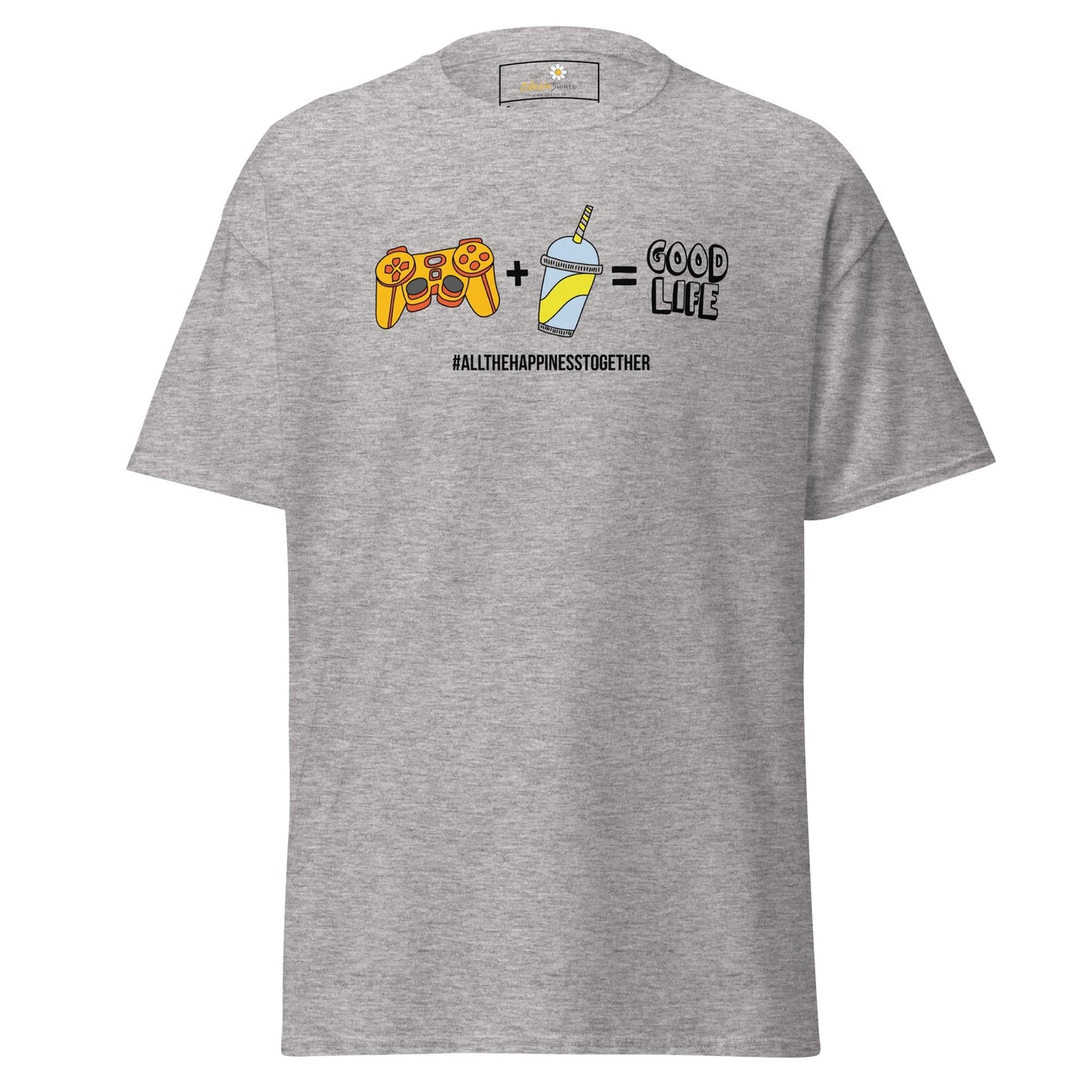Gray T-shirt with graphic design suitable for men and women in size S to XL
