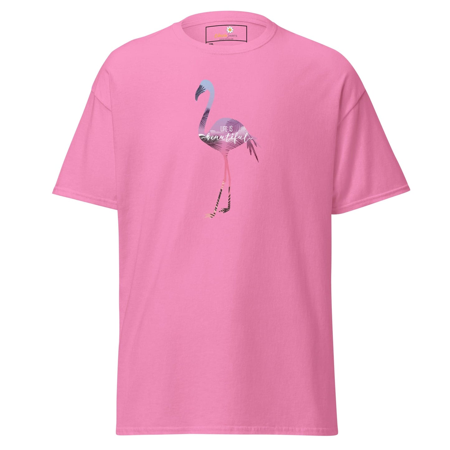 Pink T-Shirt with Flamingo Design for Men and Women in sizes 2XL to 5XL