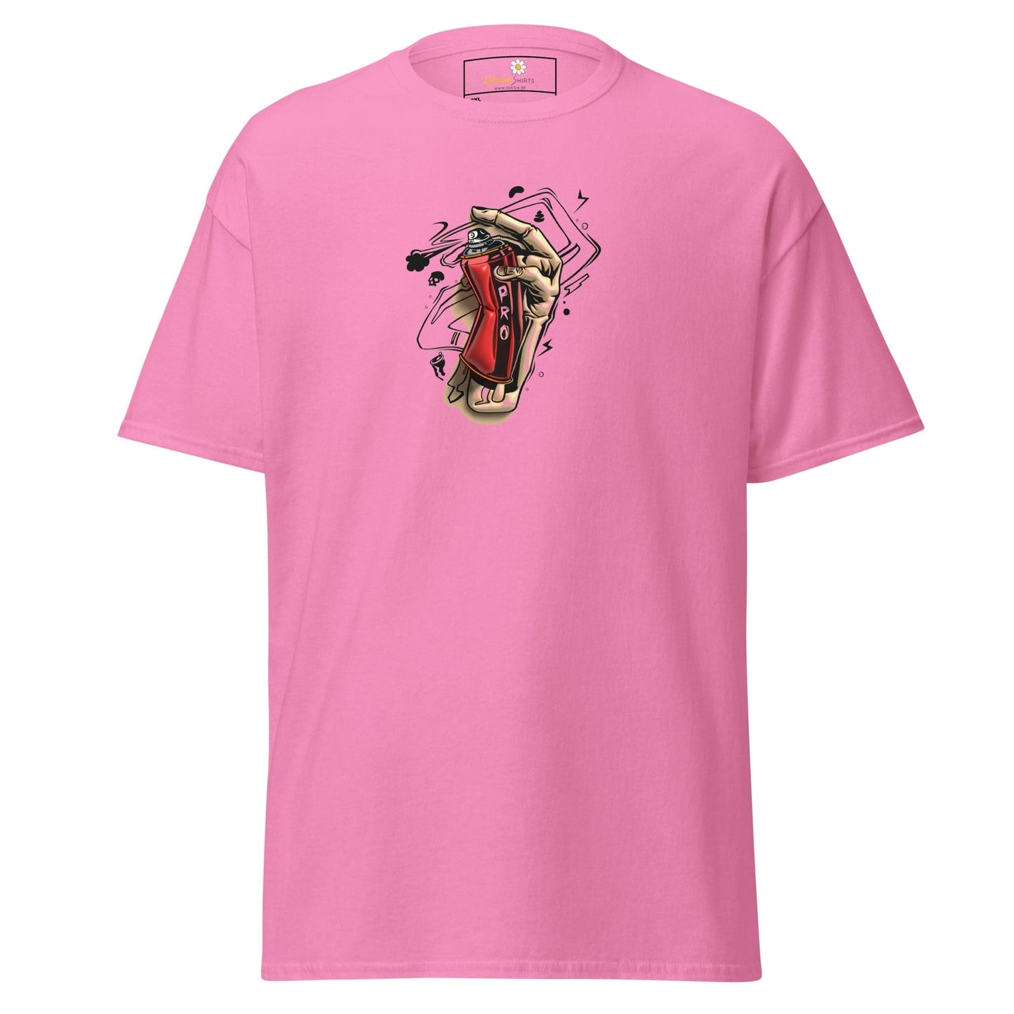 Pink graphic t-shirt.