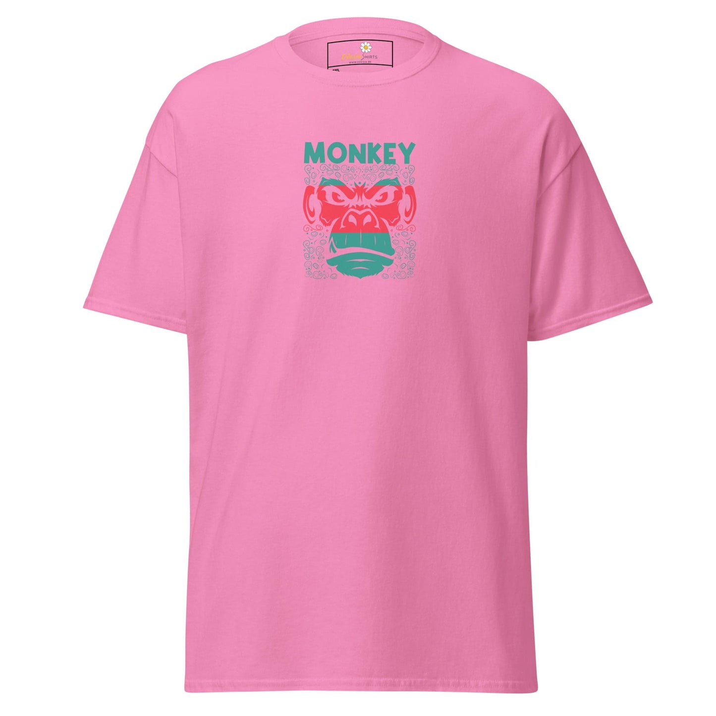 Pink monkey graphic T-shirt for Men and Women in sizes 2XL to 5XL