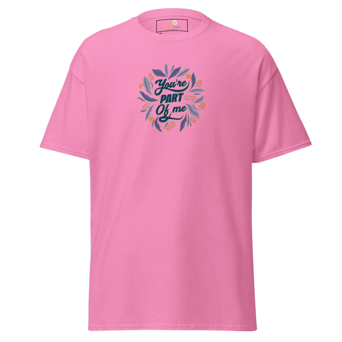 Pink floral design T-shirt for men and women in sizes 2XL to 5XL
