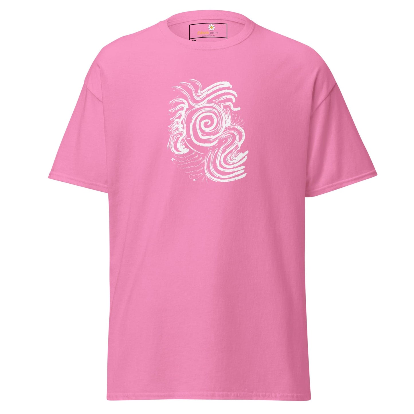 Pink T-shirt with white swirl design for Men and Women in 2XL to 5XL sizes