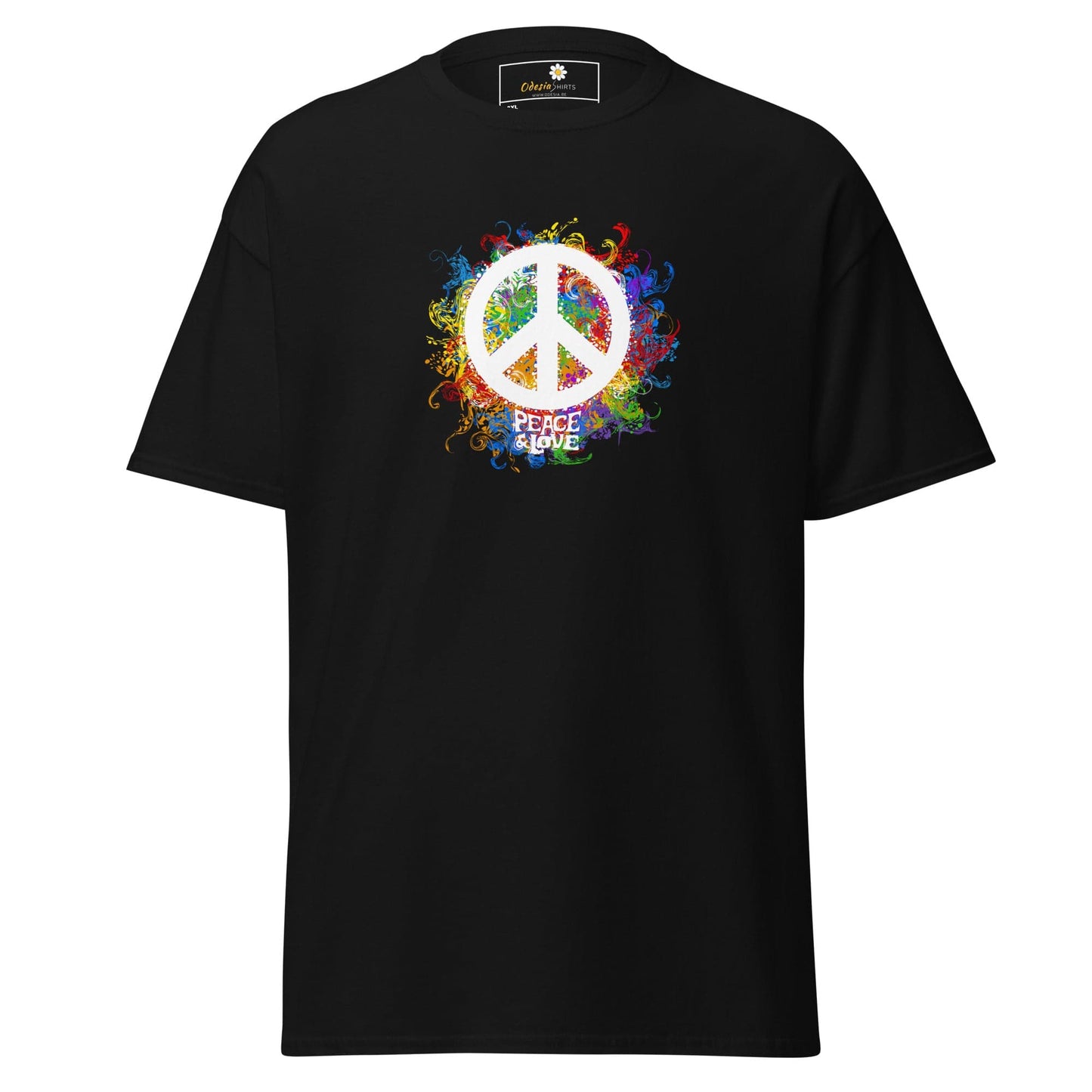 Black T-shirt with Peace Symbol from T-SHIRT DESIGN TEE for Men and Women in 2XL to 5XL