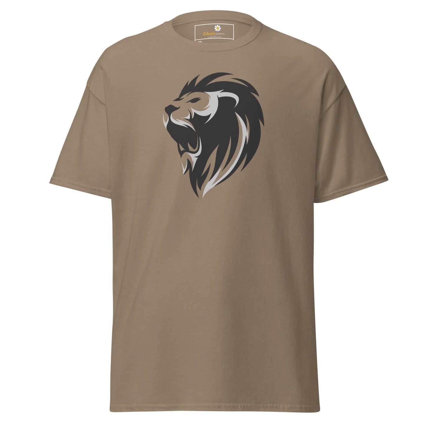 Khaki T-Shirt with Lion Graphic for Men and Women in 2XL to 5XL sizes