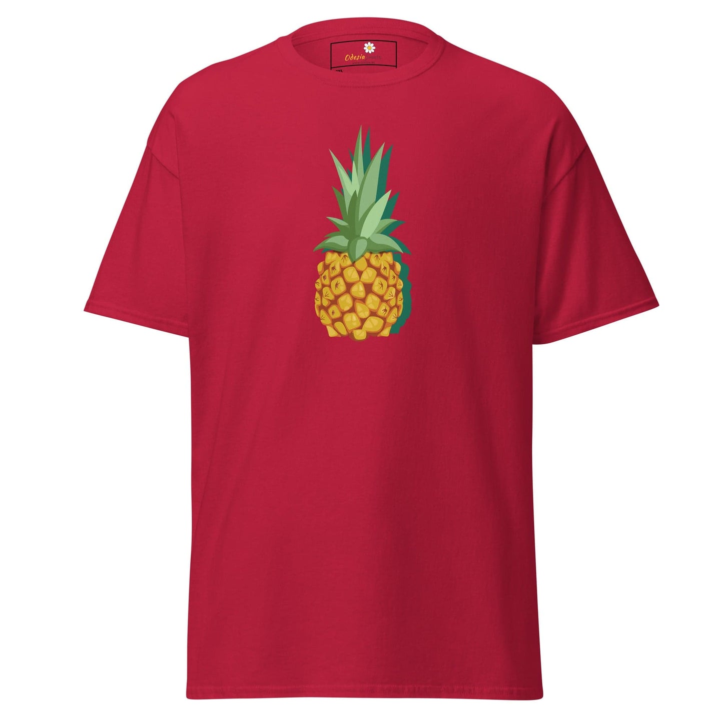 Red t-shirt with pineapple graphic from T-SHIRT DESIGN TEE for Men and Women in 2XL-5XL
