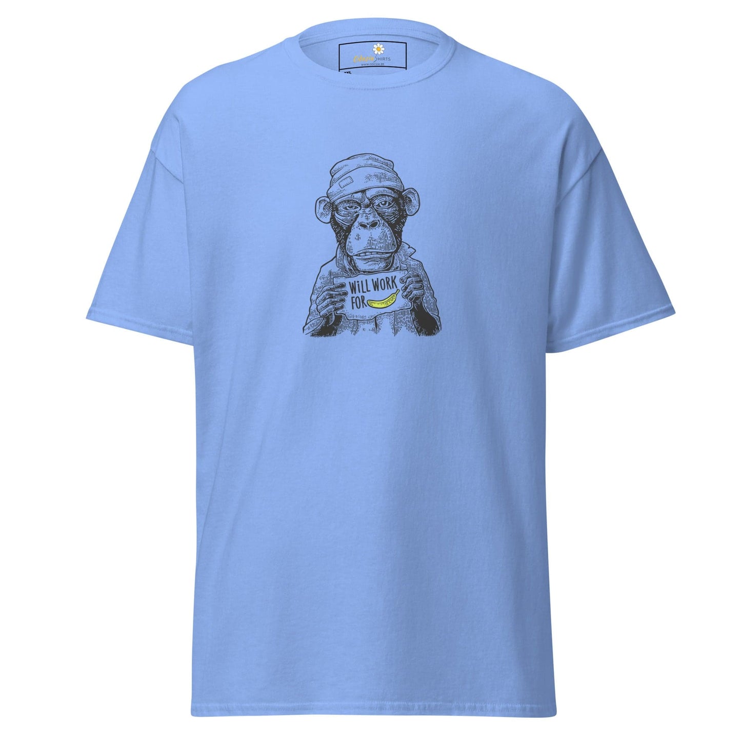Light blue T-shirt with monkey graphic from T-SHIRT DESIGN TEE for Men and Women