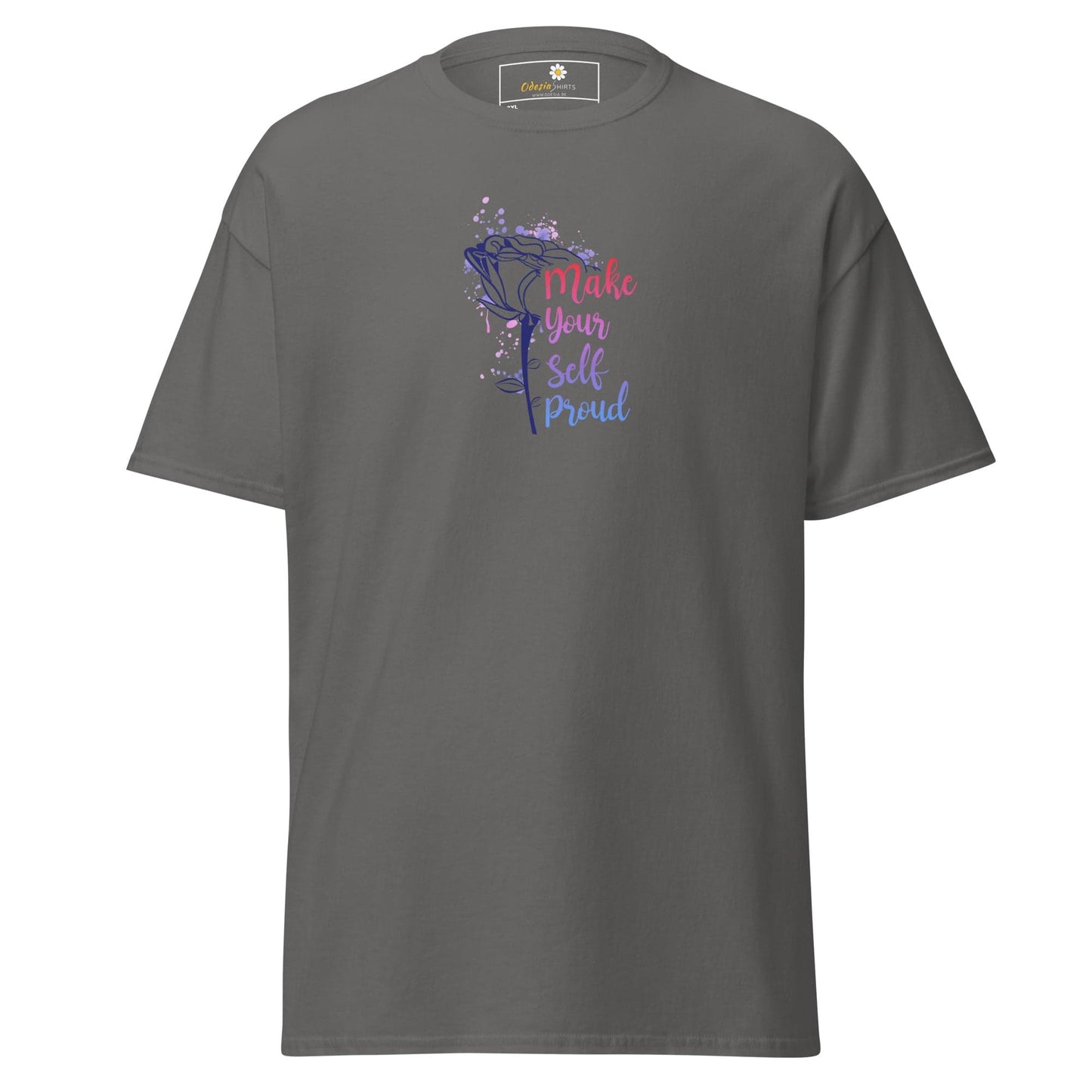 Gray T-shirt with floral design from T-SHIRT DESIGN TEE for Men and Women, 2XL to 5XL